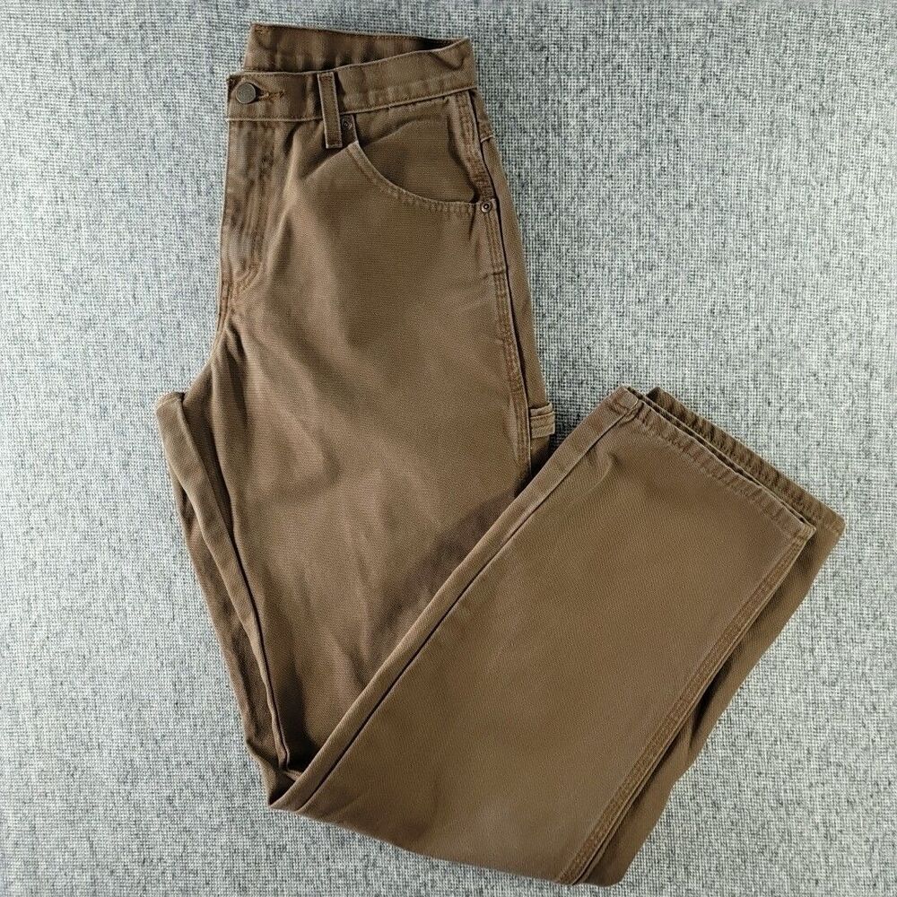 Dickies Carpenter Pants Mens 28x33 Brown Duck Canvas Workwear Faded Tagless...